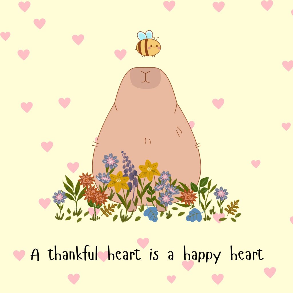 life lesson image with Beaver: A thankful heart is a happy heart